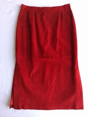 Danier Leather red Suede Midi Skirt